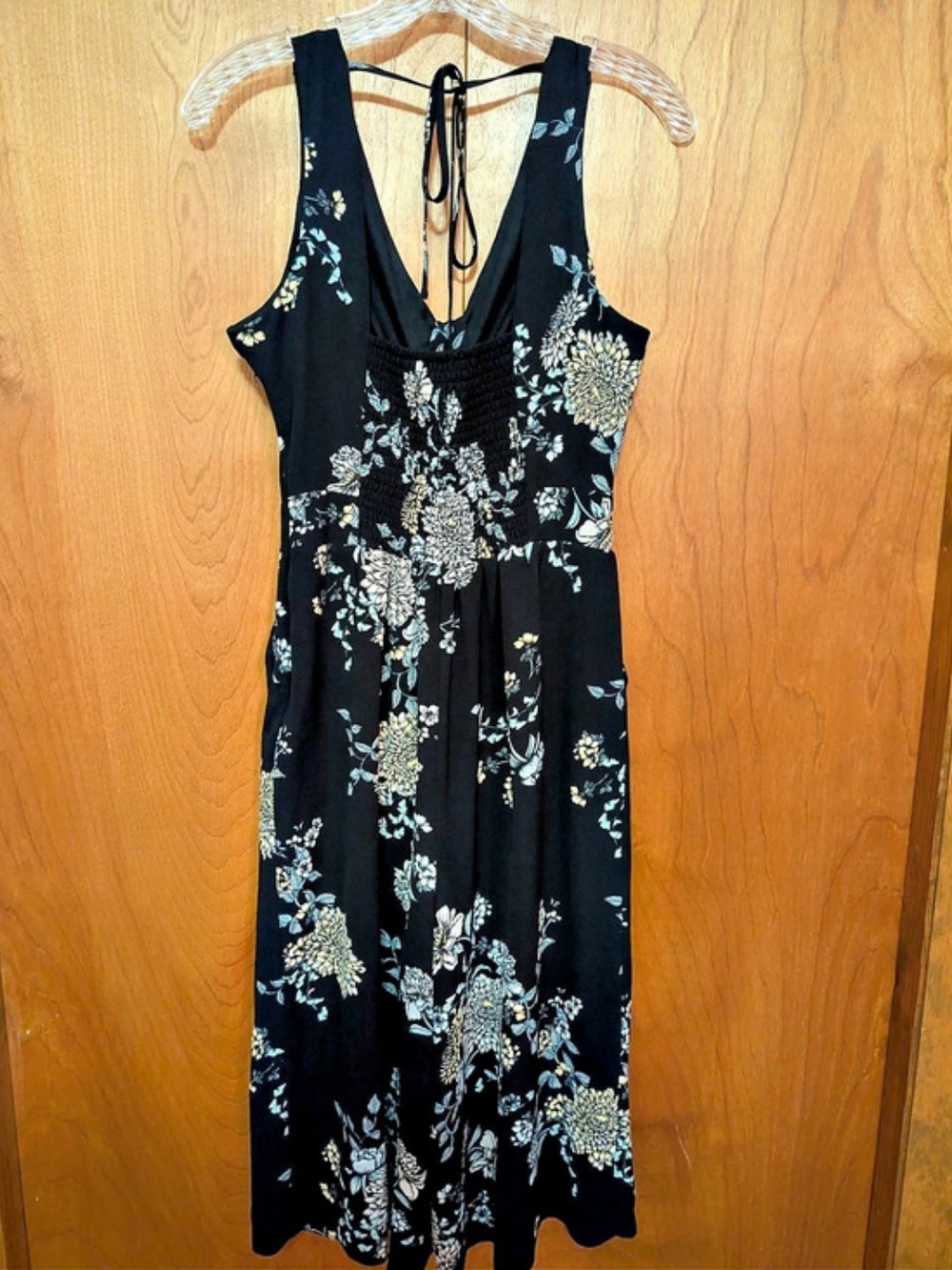 Candie's Floral Midi Jumpsuit in Black Size Medium Like New